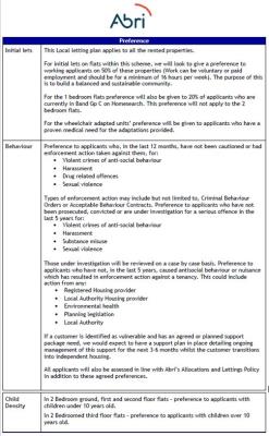 Local lettings plan